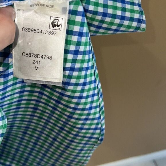 Tommy Hilfiger Men’s M Summer check blue green and white button down shirt - Picture 12 of 16